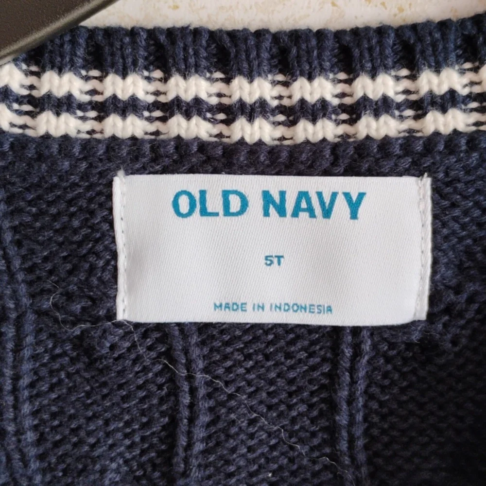 Old Navy Kids Blue And White Button Down/Cardigan Sweater/ School Uniform /5T